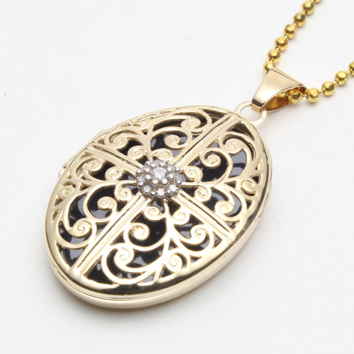 9金 ゴールド ロケットペンダント ダイヤモンド付 アンティーク レジェンド