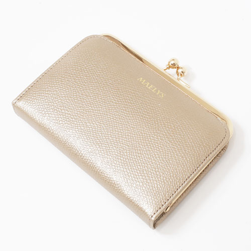 送料無料 日本製 レザー 牛革 牛 ナイロン 財布 二つ折り がま口 ゴールド 金色 4034 Mz18 ジュエリーウォーク心斎橋