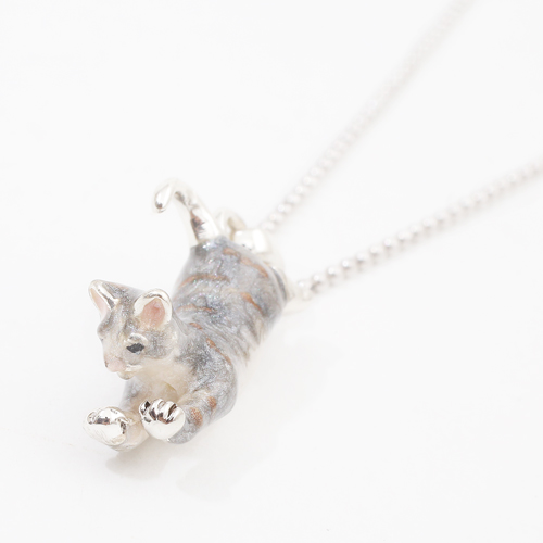 【送料無料】【イタリア製】【SATURNO社】シルバー/SILVER/SV925　ペンダント/ネックレス　猫/ネコ/ねこ/キャット 動物 アクセサリー  4266-SR20