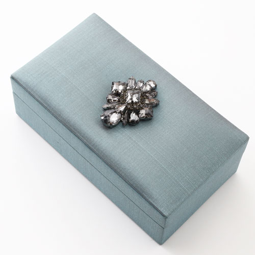 送料無料 タイ製 アニタシルク社 タイシルク シルク 宝石箱 ジュエリーケース ジュエリーボックス アクセサリー入れ スモーキーブルー ビジュー 小物入れ リングケース オリエンタル 5454 As17 ジュエリーウォーク心斎橋