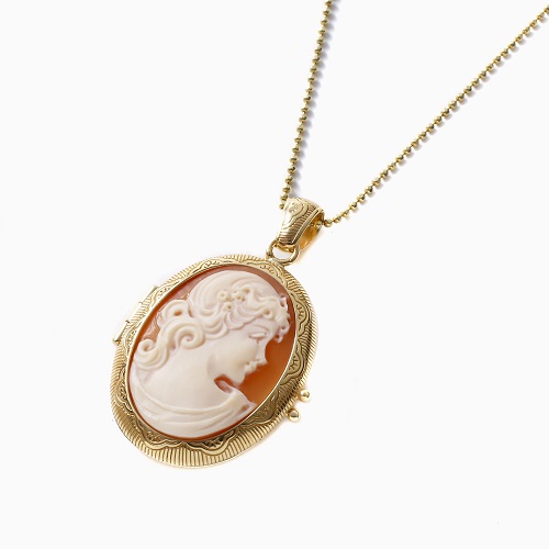 【送料無料】【イタリア製】ITALY カメオ/CAMEO/シェルカメオ Pendant/ペンダント ネックレス ロケット/ロケットペンダント  女性/LADY/レディー 横顔 お洒落/オシャレ 女性/レディース プレゼント/贈り物 7013-DL22