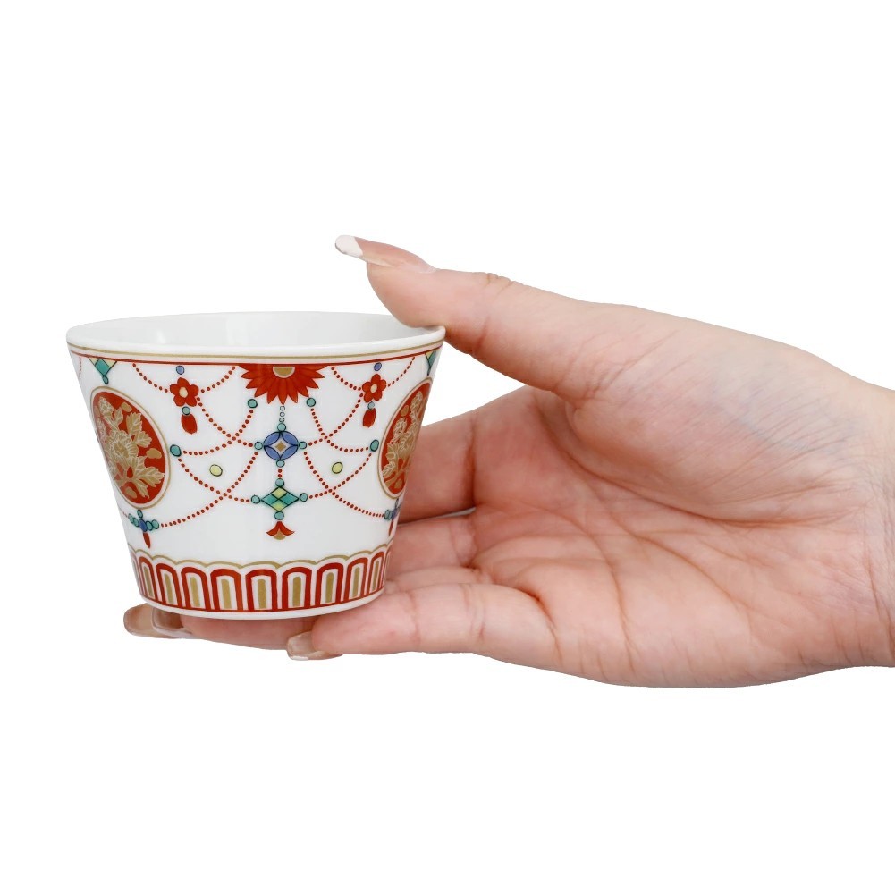 日本製 九谷焼/九谷五彩 磁気/陶器/陶磁器 縁起物/縁起カップ/フリーカップ/スープカップ 瓔珞文 華やか/鮮やか 7653-SK26 ...