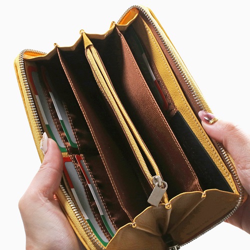 送料無料 男女兼用 イタリア Italy Sani Gualtiero 長財布 サイフ ウォレット 黄色 イエロー レザー 革 牛革 カーフ お札入れ 小銭入れ 手作り ハンドメイド お洒落 オシャレ ファッション アイテム 77 Sg21 ジュエリーウォーク心斎橋